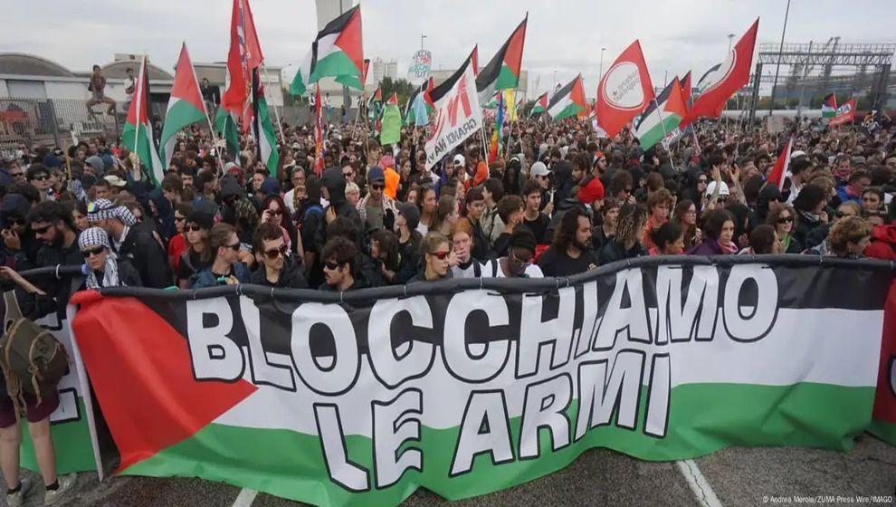 İtalya'da kitlesel Filistin'e destek gösterilerine yüzbinler katıldı